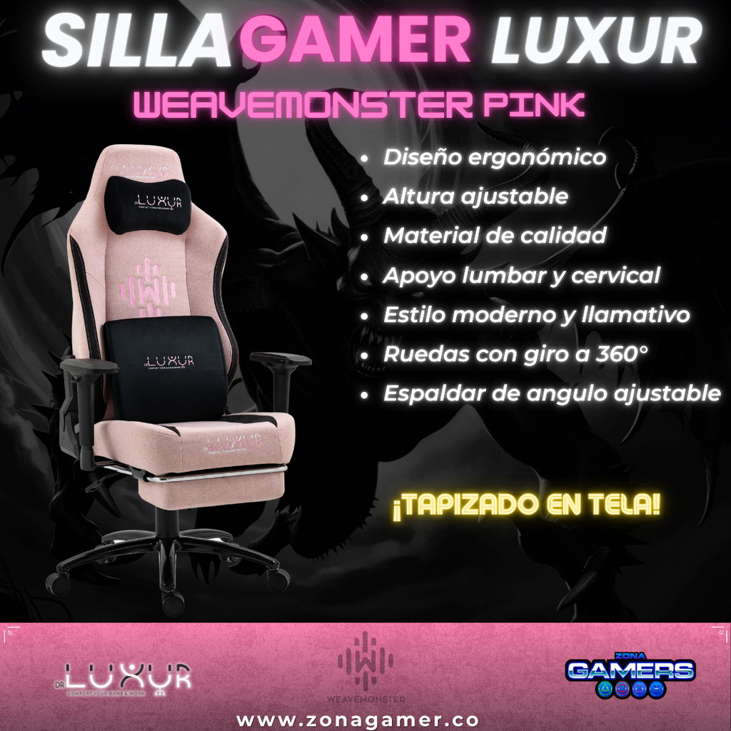 Silla Gamer Luxur Edición Limitada Modelo Weavemonster SAH-0019 Pink
