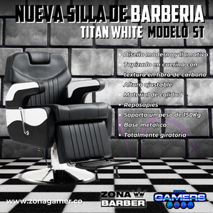 Silla de Barberia ST- Titan White