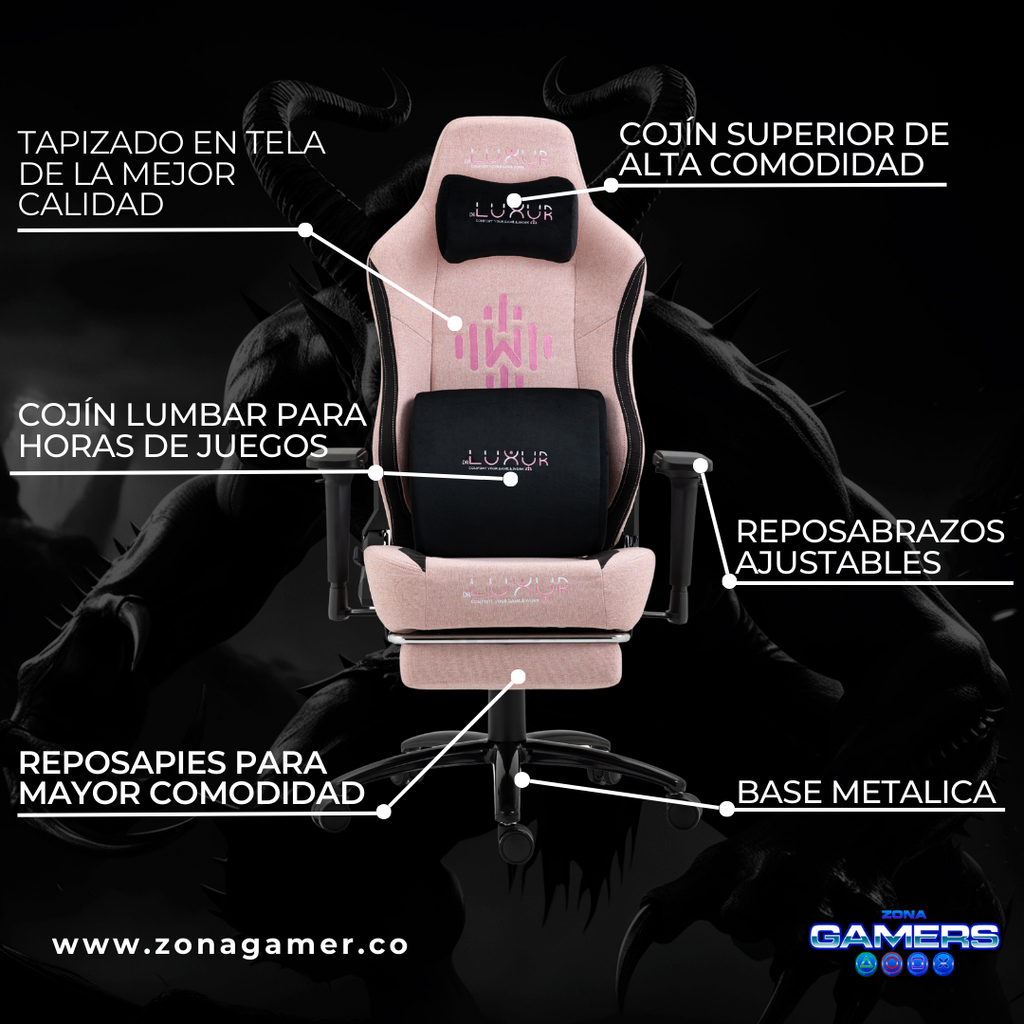 Silla Gamer Luxur Edición Limitada Modelo Weavemonster SAH-0019 Pink