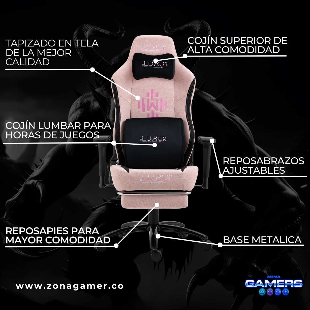 Silla Gamer Luxur Edición Limitada Modelo Weavemonster SAH-0019 Pink