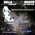 Silla Gamer DX-1127F PRO White con reposapiés y ruedas en silicona