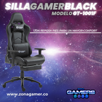 Silla gamer GT-1001F Black + reposapiés