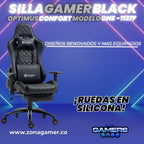 Silla gamer ONE -1127F Black + reposapiés y ruedas en silicona