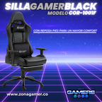 Silla Gamer COR-1001F Black con reposapiés