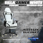 Silla Gamer Defensor-1001F White con reposapiés y ruedas en silicona