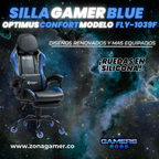 Silla Gamer Fly-1039F Blue con reposapiés y ruedas en silicona