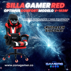 Silla Gamer V-1039F Red con reposapiés y ruedas en silicona