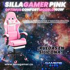Silla Gamer 1039F Pink con reposapiés y ruedas en silicona