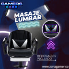 Silla Gamer AQ-1039F White con Masajeador Lumbar y Reposapies incluido