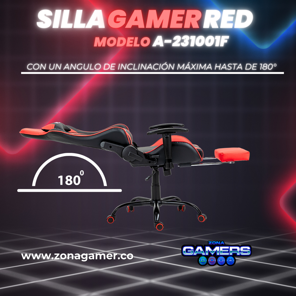 Silla Gamer A231001F Red con reposapies