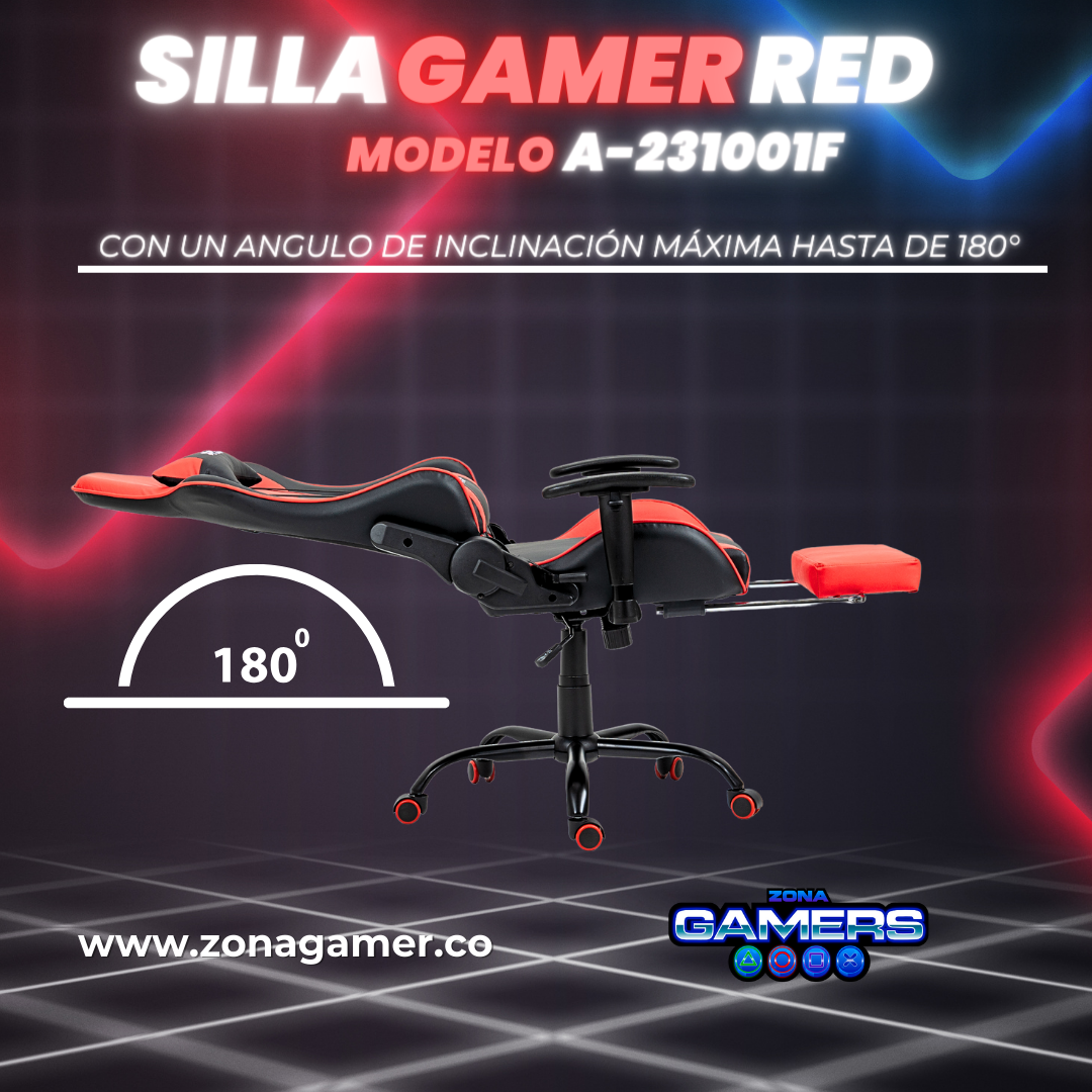 Silla Gamer A231001F Red con reposapies