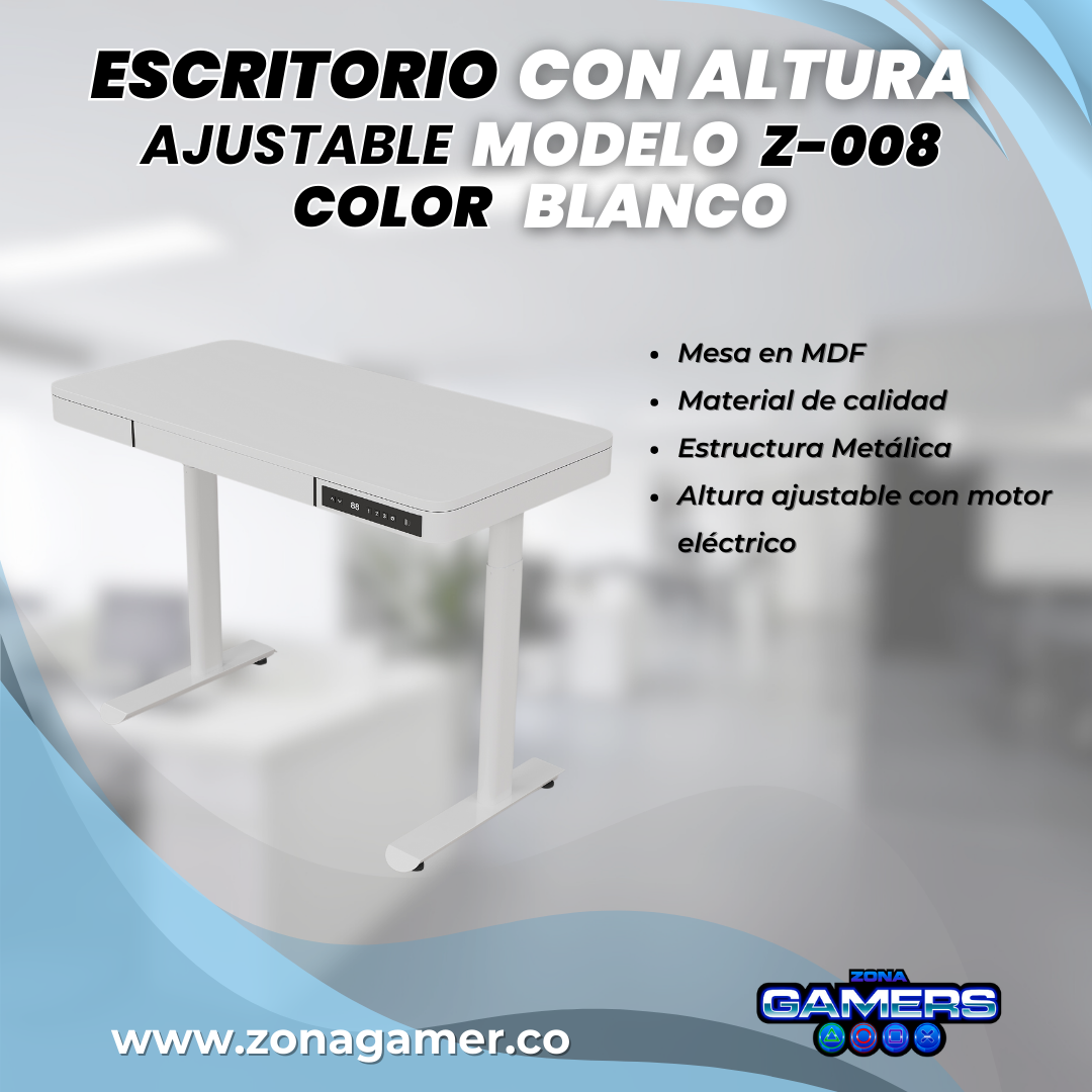 Escritorio Z-008 color blanco con motor eléctrico