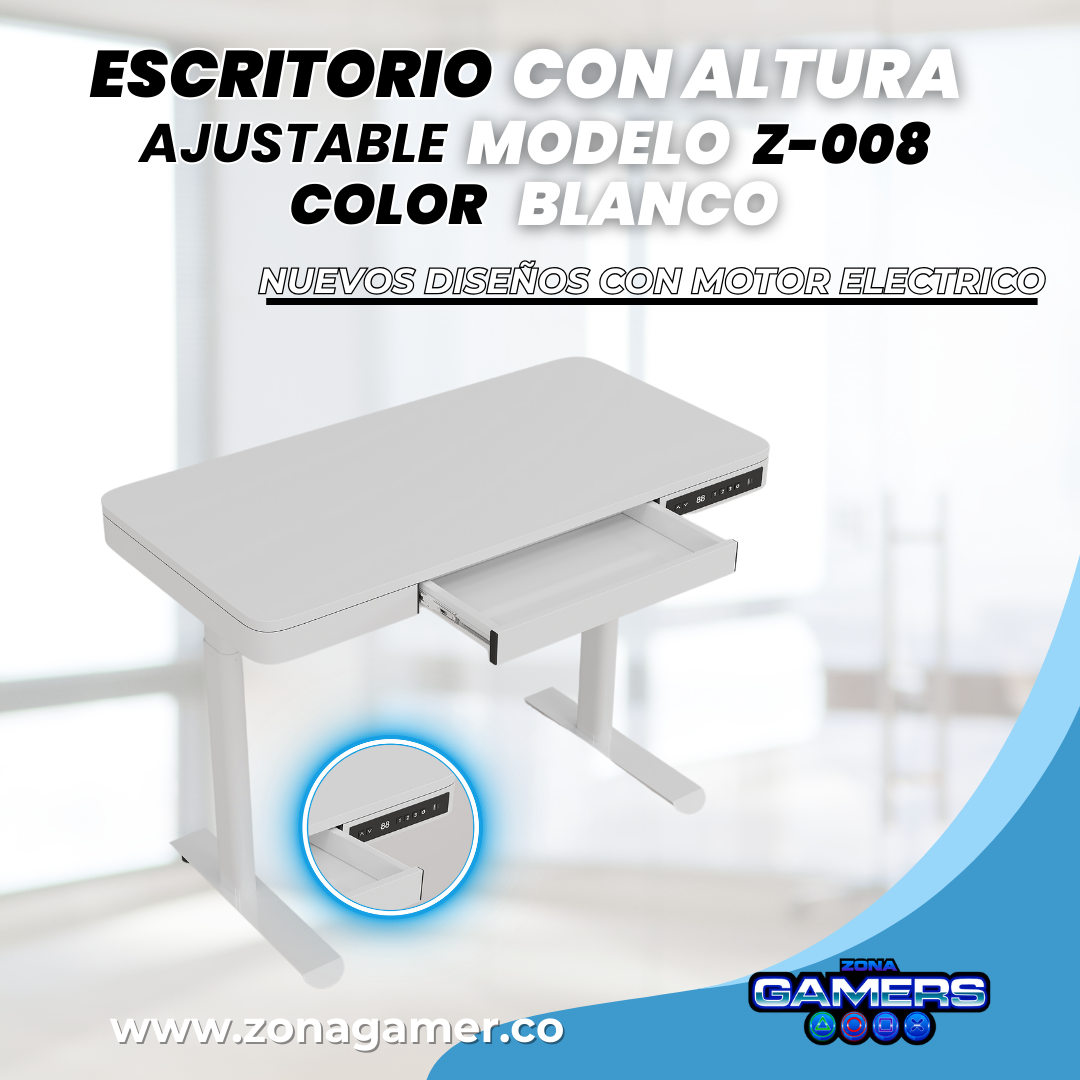 Escritorio Z-008 color blanco con motor eléctrico