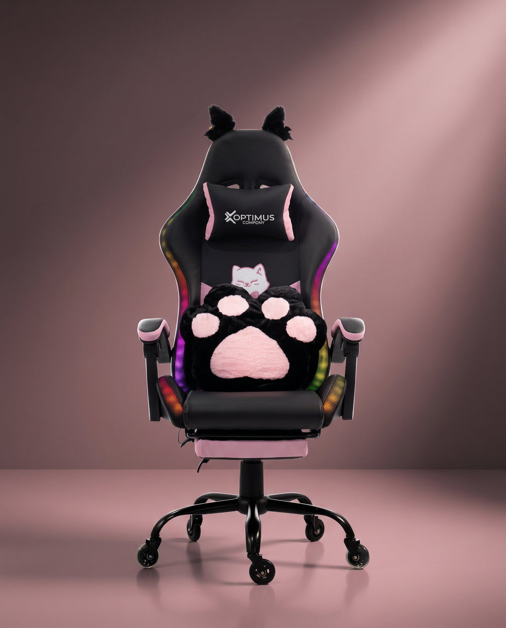 Silla Gamer Cat-1039F + RGB Black-Pink con reposapiés y ruedas en silicona. · set-2k · 44-cat-1039f-black-pink-01-armonia.jpg