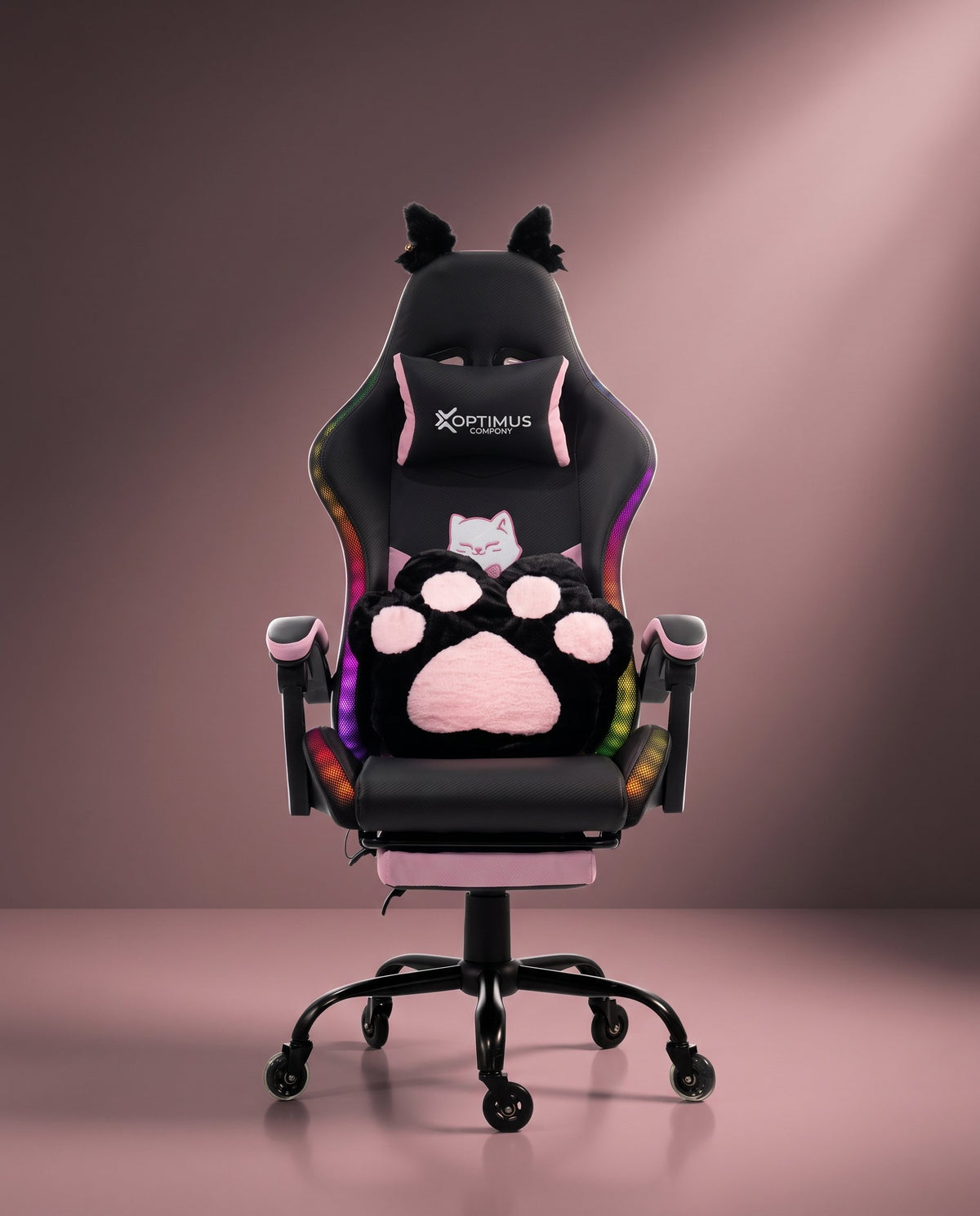 Silla Gamer Cat-1039F + RGB Black-Pink con reposapiés y ruedas en silicona. · set-2k · 44-cat-1039f-black-pink-01-armonia.jpg