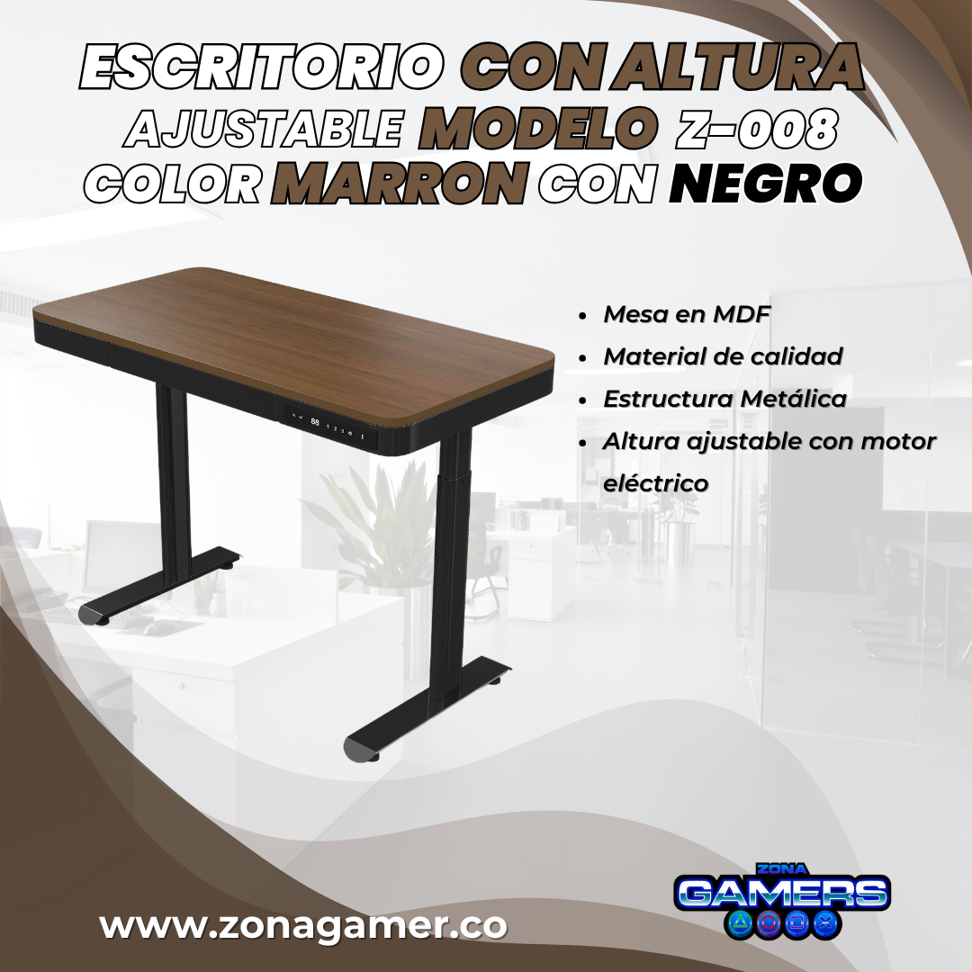 Escritorio Z-008 color Walnut+Black con motor eléctrico