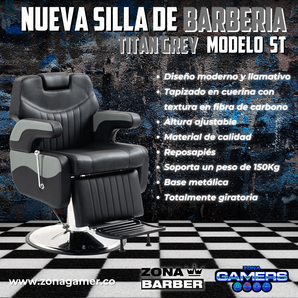 Silla de Barberia ST- Titan Grey