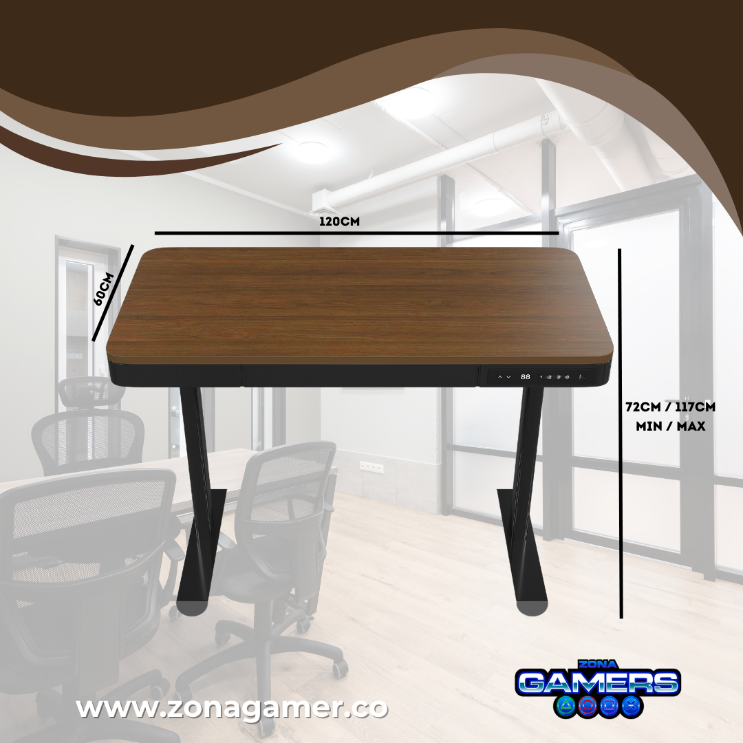 Escritorio Z-008 color Walnut+Black con motor eléctrico