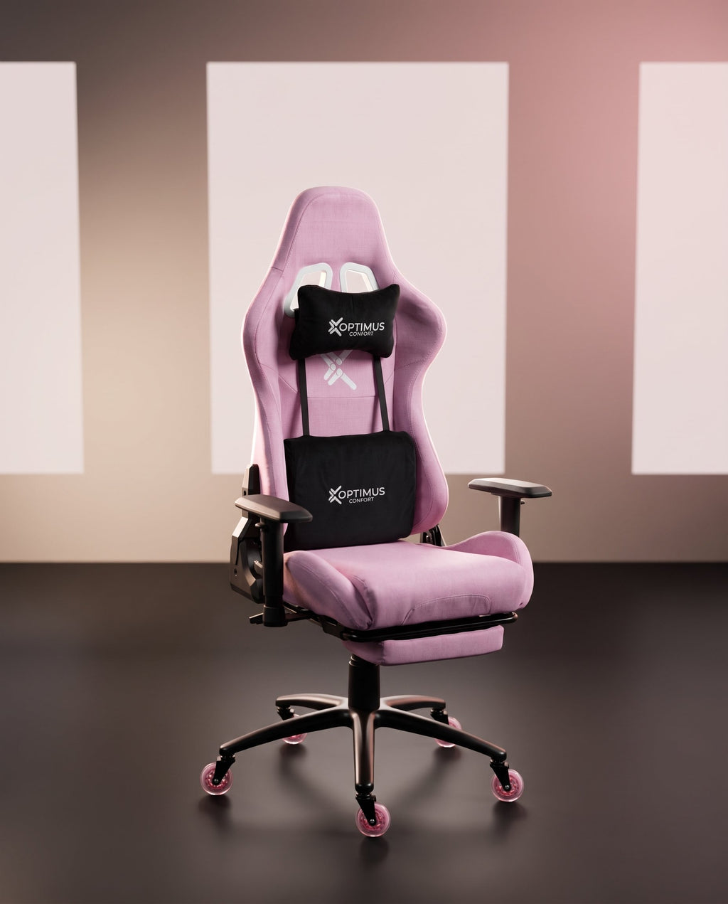 Silla Gamer CO-1102F Pink, tapizada en tela con reposapiés y ruedas en silicona · set-2k · 47-co-1102f-pink-02-contraste.jpg