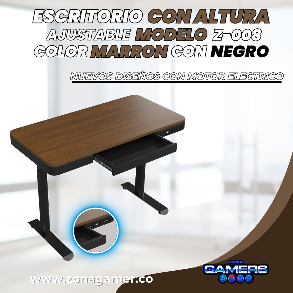 Escritorio Z-008 color Walnut+Black con motor eléctrico