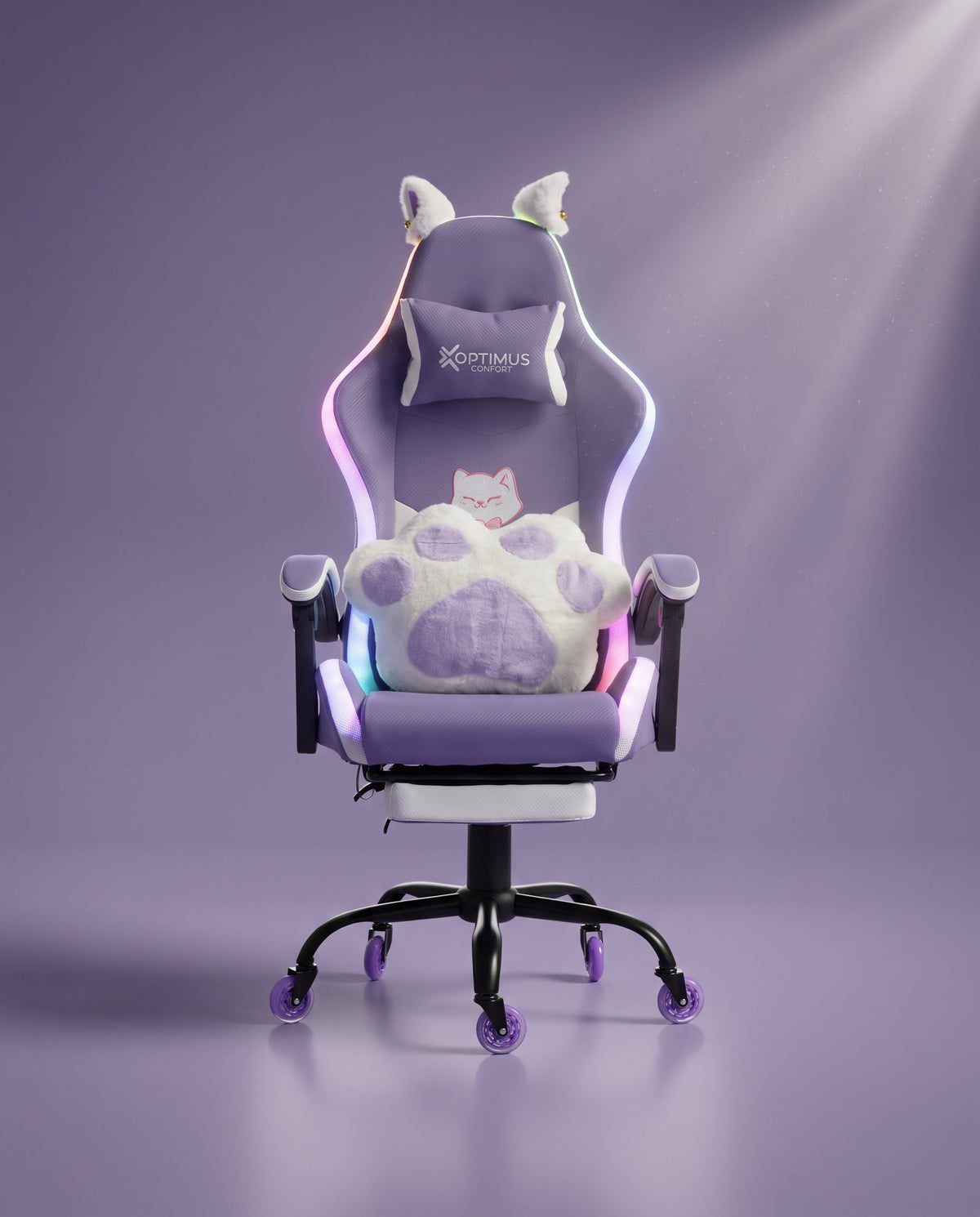 Silla Gamer Cat-1039F + RGB Lilac-White con reposapiés y ruedas en silicona. · set-2k · 48-cat-1039f-lilac-white-01-armonia.jpg