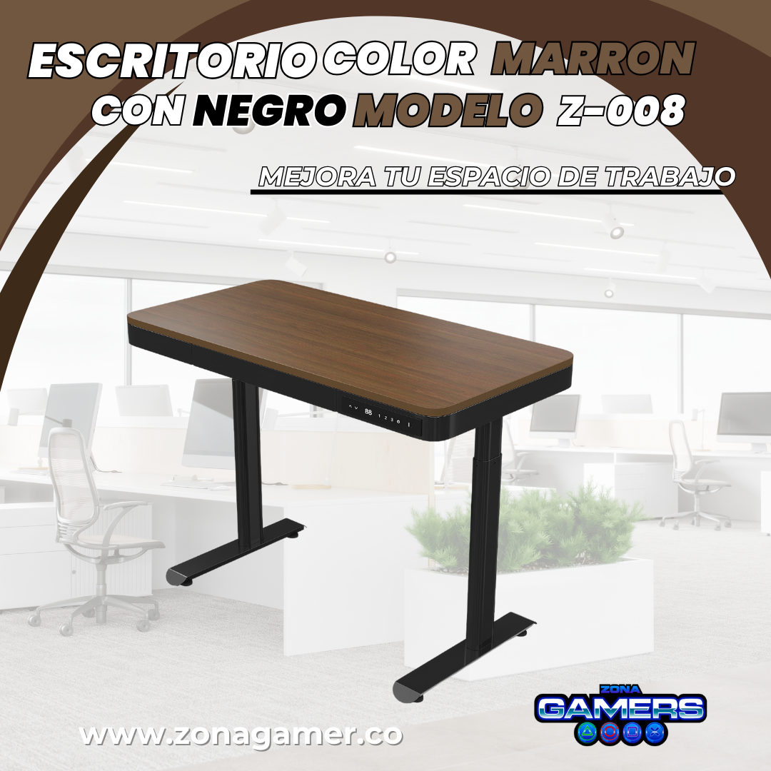 Escritorio Z-008 color Walnut+Black con motor eléctrico
