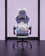 Silla Gamer Cat-1039F + RGB Lilac-White con reposapiés y ruedas en silicona. · set-2k · 49-cat-1039f-lilac-white-01-contraste.jpg