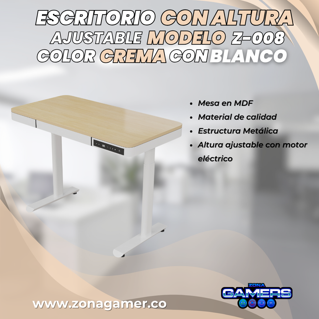 Escritorio Z-008 color Log+White con motor eléctrico