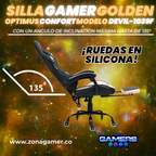 Silla Gamer Devil-1039F Golden con reposapiés y ruedas en silicona