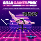 Silla Gamer E-1127F Pink con reposapiés y ruedas en silicona