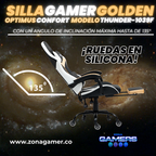 Silla Gamer Thunder-1039F Golden con reposapiés y ruedas en silicona