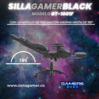 Silla gamer GT-1001F Black + reposapiés