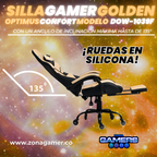Silla Gamer DOW-1039F Golden con reposapiés y ruedas en silicona