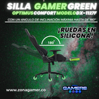 Silla Gamer DX-1127F Green con reposapiés y ruedas en silicona