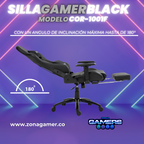 Silla Gamer COR-1001F Black con reposapiés