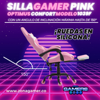 Silla Gamer 1039F Pink con reposapiés y ruedas en silicona