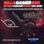 Silla Gamer CIR-1039F Red con reposapiés y ruedas en silicona