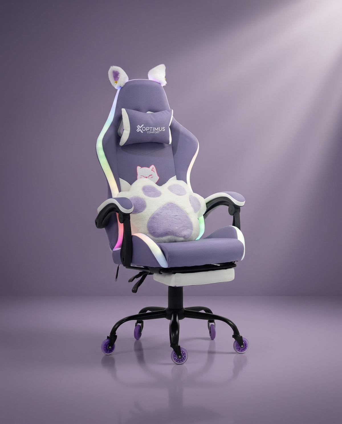 Silla Gamer Cat-1039F + RGB Lilac-White con reposapiés y ruedas en silicona. · set-2k · 50-cat-1039f-lilac-white-02-armonia.jpg