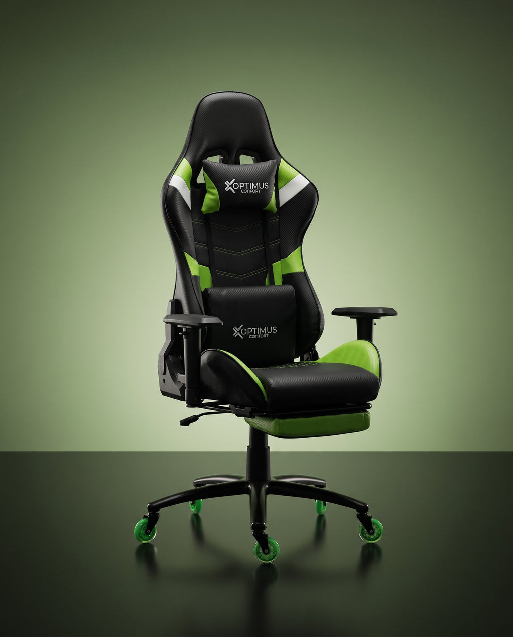 Silla Gamer DX-1127F Green con reposapiés y ruedas en silicona · set-2k · 50-dx-1127f-green-02-armonia.jpg