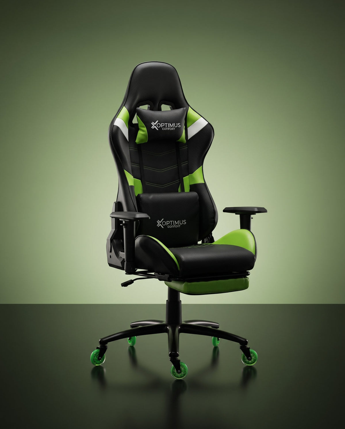 Silla Gamer DX-1127F Green con reposapiés y ruedas en silicona · set-2k · 50-dx-1127f-green-02-armonia.jpg