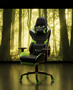 Silla Gamer DX-1127F Green con reposapiés y ruedas en silicona · set-2k · 51-dx-1127f-green-02-contraste.jpg