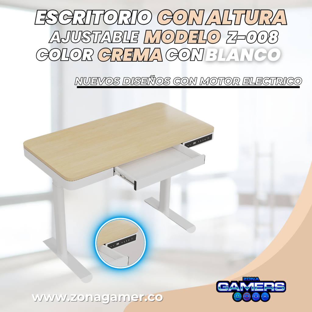 Escritorio Z-008 color Log+White con motor eléctrico