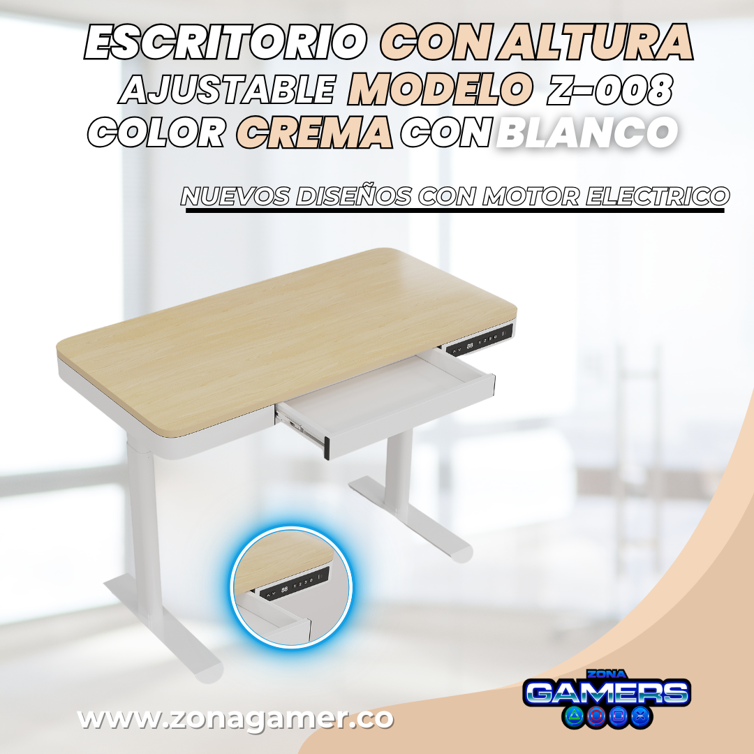 Escritorio Z-008 color Log+White con motor eléctrico