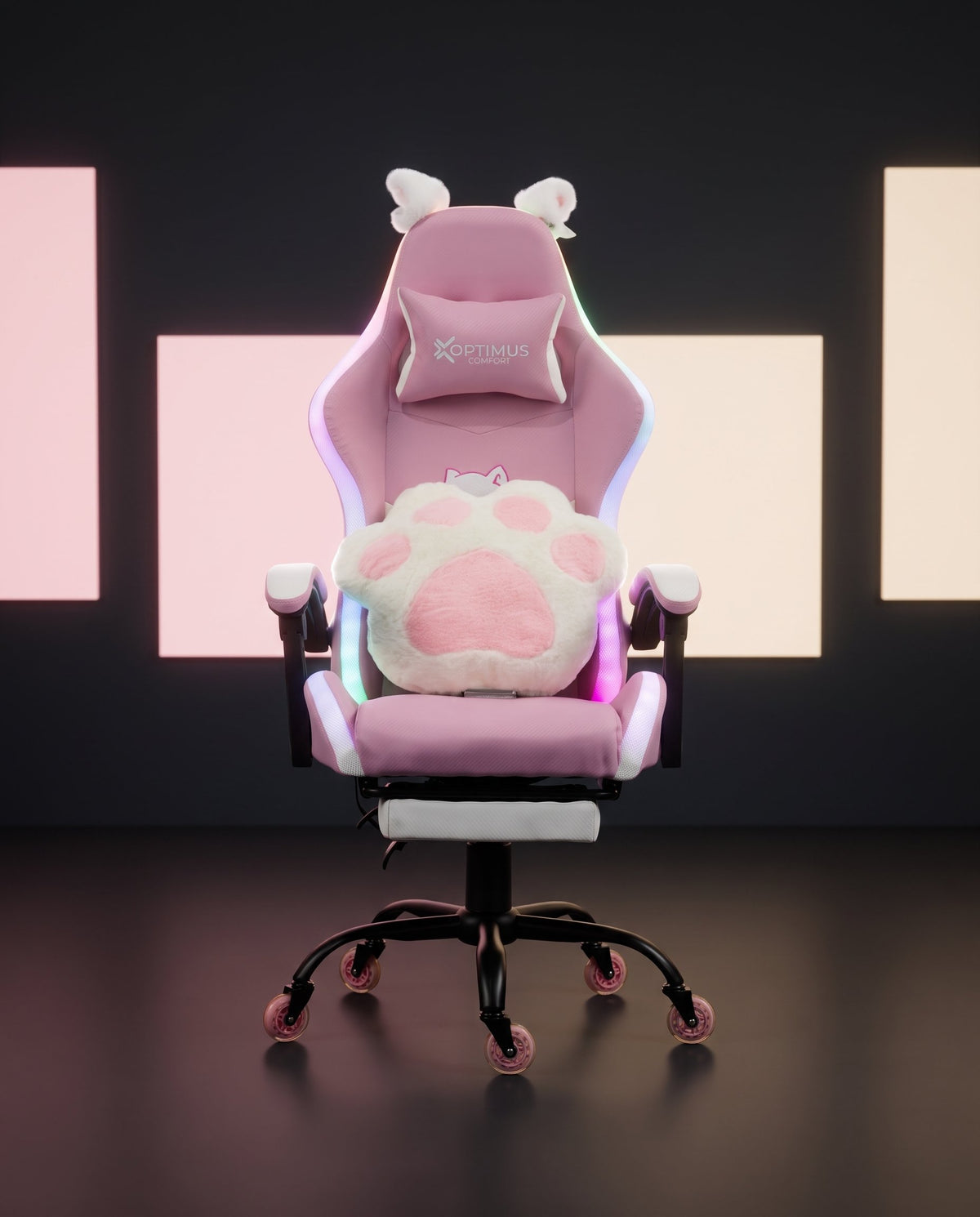 Silla Gamer Cat-1039F + RGB Pink-White con reposapiés y ruedas en silicona. · set-2k · 53-cat-1039f-pink-white-01-contraste.jpg