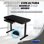 Escritorio Z-007 color negro con motor eléctrico y vidrio templado