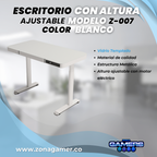 Escritorio Z-007 color blanco con motor eléctrico y vidrio templado