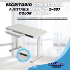 Escritorio Z-007 color blanco con motor eléctrico y vidrio templado