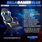 Silla Gamer Thunder-1039F Blue con reposapiés y ruedas en silicona