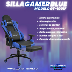 Silla gamer GT-1001F Blue + reposapiés