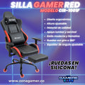 Silla Gamer CIR-1001F Red con reposapiés y ruedas en silicona